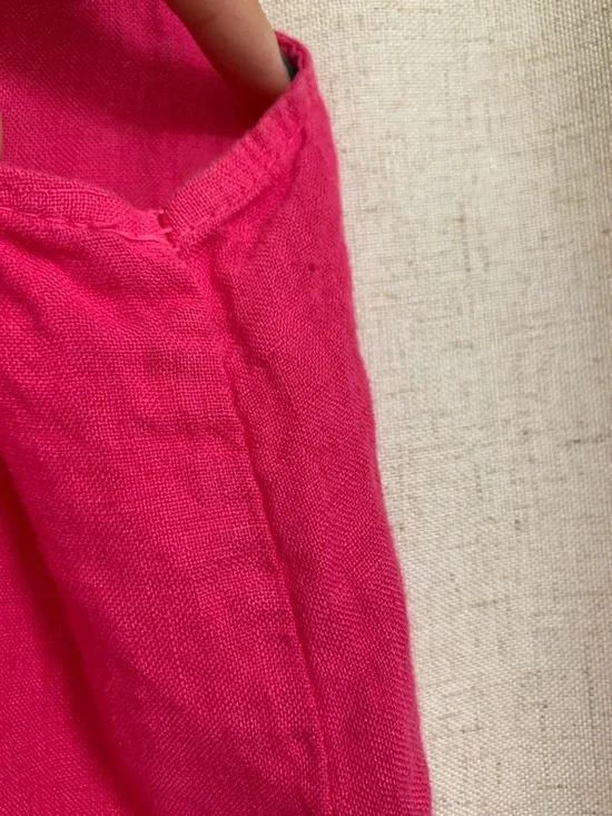 Francesca Bettini Italy 100% Linen Bright Pink Sleeveless Dress Small - Picture 8 of 9